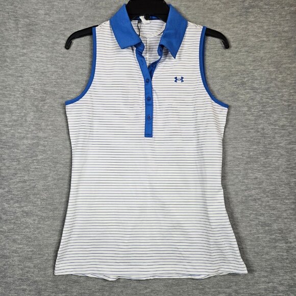 Under Armour Women's Zinger Stripe Sleeveless Polo Shirt Size SM/P NEW - Picture 1 of 10